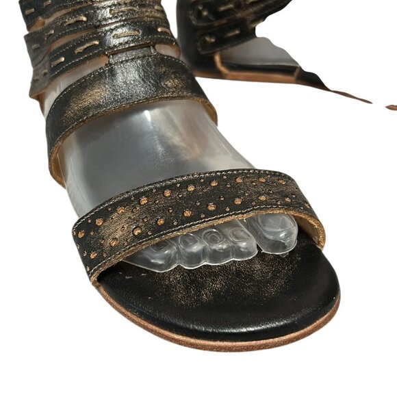 Bed STU Artemis Flat Caged Sandal Black Distressed Size 7 - Picture 4 of 8